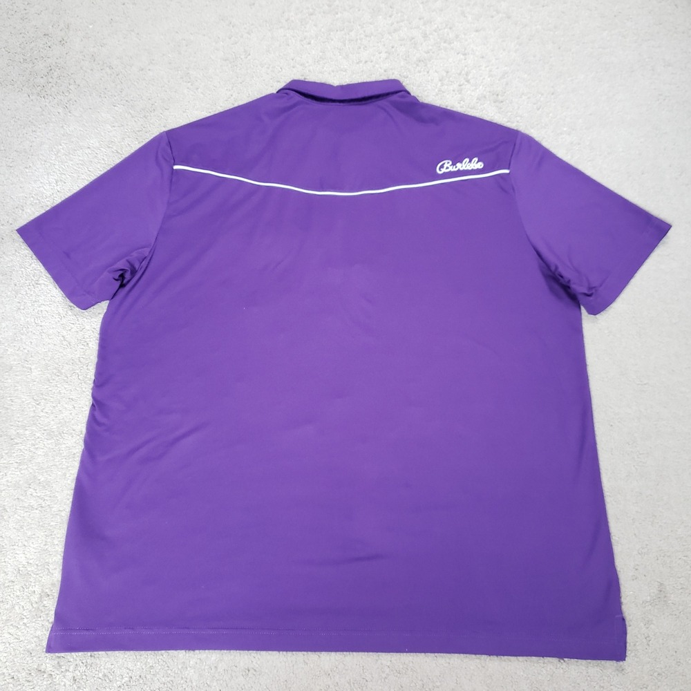 Burlebo Mens XL Purple Performance Polo Shirt Snap Pocket Stretch Golf Preppy - Picture 3 of 9